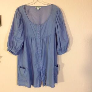 April Cornell Cornflower Blue Lightweight Cotton Smock with Patch Pockets